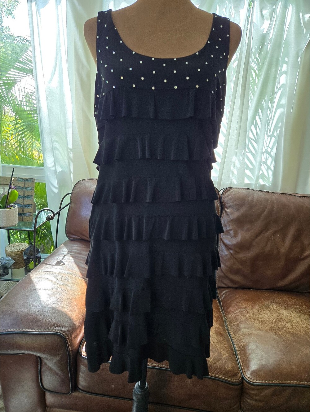 Tango Mango Black Embellished Midi Dress with Swarovski Rhinestone Accents
